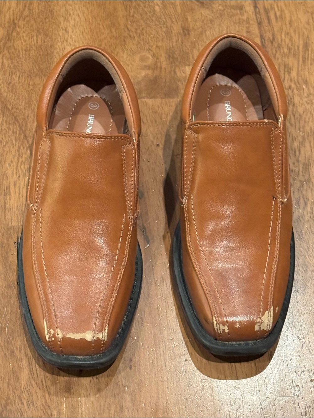 Bruno Marc Boys Brown Slip-On Dress Shoes Size 3 – Faux Leather